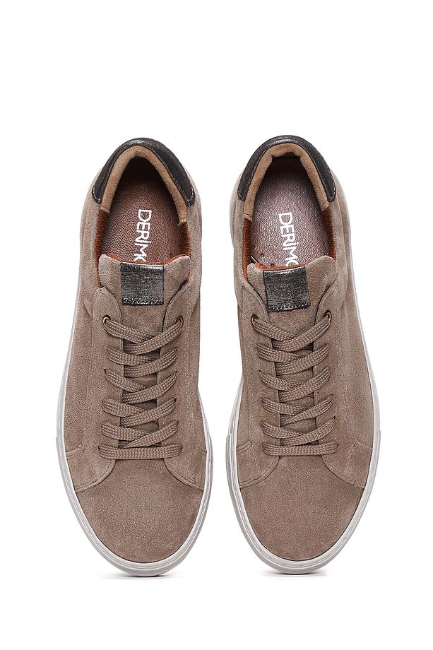 Kadın Vizon Bağcıklı Kalın Tabanlı Süet Deri Sneaker 25AFD370010 - 6