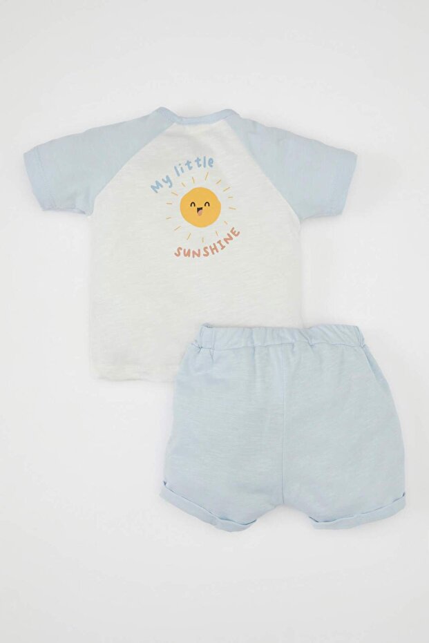 Erkek Bebek 2'li Takım Pamuk Kısa Kollu Tişört Şort D0773A524HS - 5