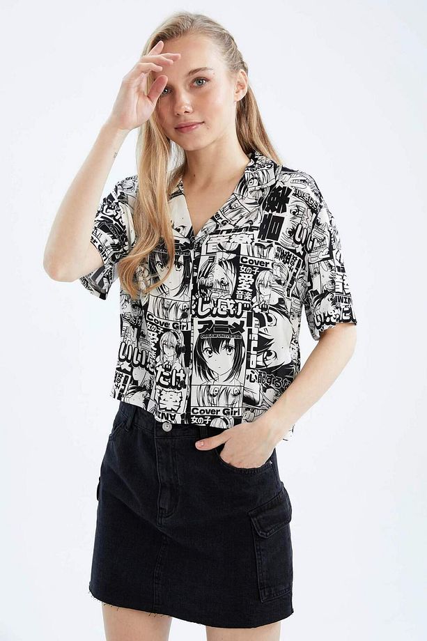 Coool Regular Fit Pijama Yaka Desenli Kısa Kollu Gömlek Z1663AZ23SM - 4