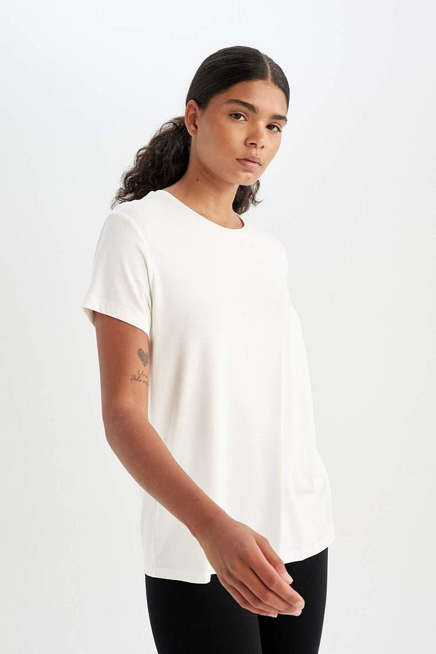 DeFactoFit Standart Fit Bisiklet Yaka Sporcu Basic Düz Kısa Kollu Tişört D1904AX24HS - 5