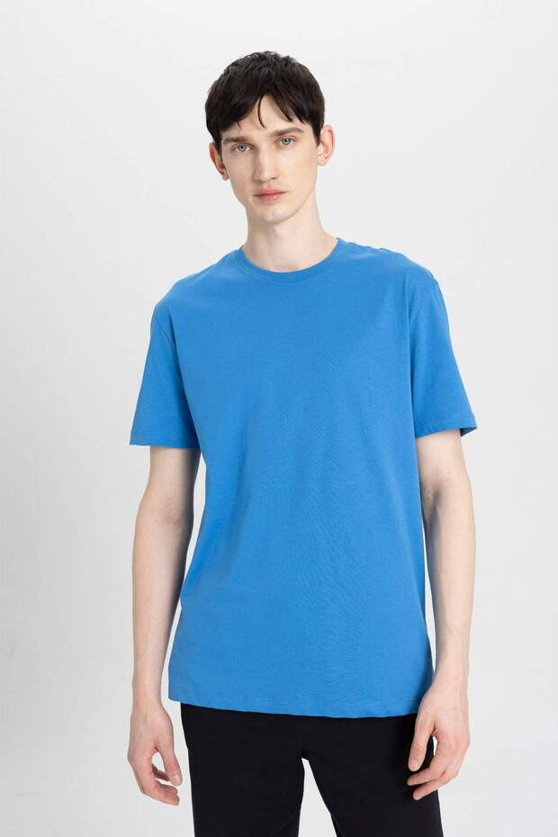 %100 Pamuk New Regular Fit Bisiklet Yaka Basic Düz Kısa Kollu Tişört V7699AZ24SP - 3