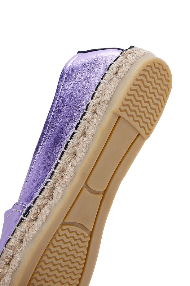 Kadın Lila Metalik Hasır Taban Espadril 23SFD205532 - 7
