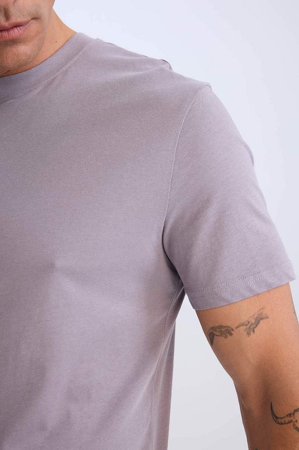 %100 Pamuk New Regular Fit Bisiklet Yaka Basic Düz Kısa Kollu Tişört V7699AZ25SP - 4
