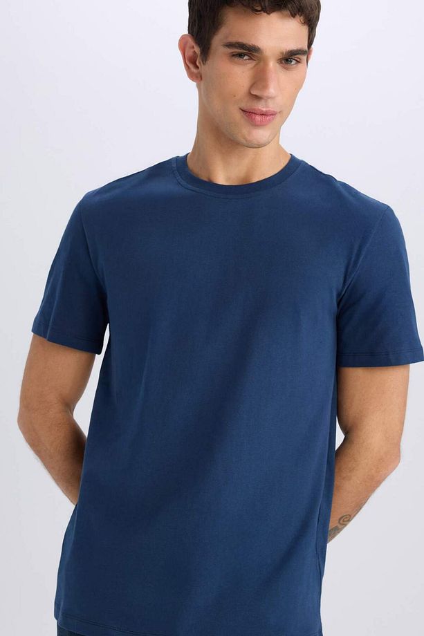 %100 Pamuk New Regular Fit Bisiklet Yaka Basic Düz Kısa Kollu Tişört V7699AZ24SP - 4