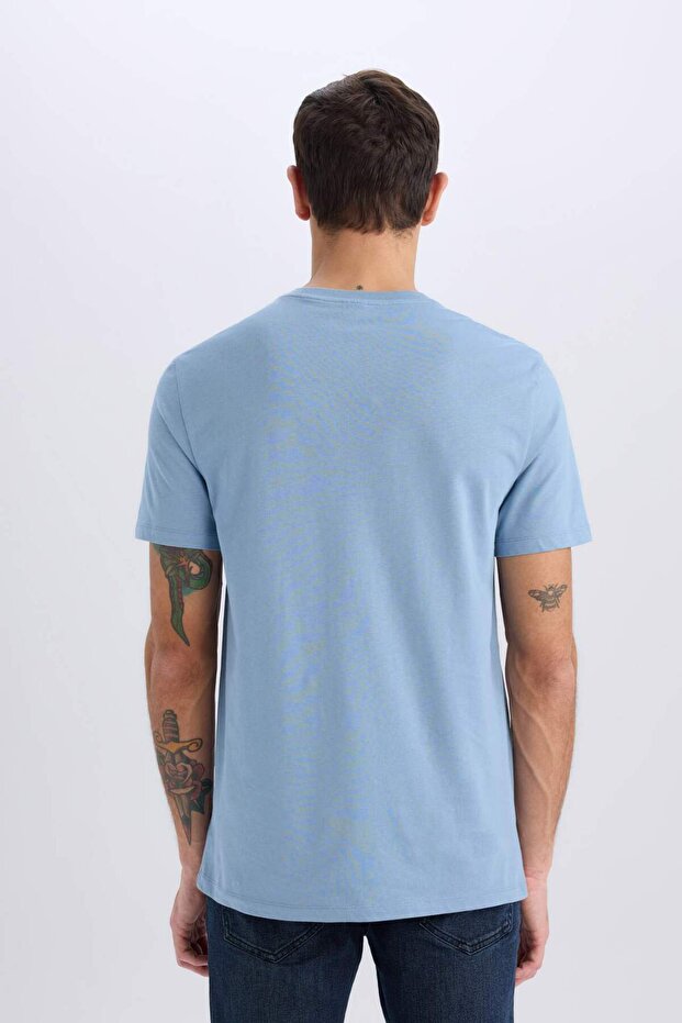 %100 Pamuk New Regular Fit Bisiklet Yaka Basic Düz Kısa Kollu Tişört V7699AZ24SP - 6