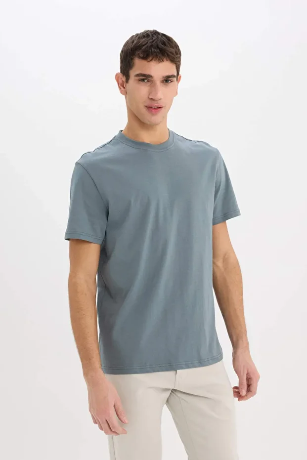%100 Pamuk New Regular Fit Bisiklet Yaka Basic Düz Kısa Kollu Tişört V7699AZ24SP - 3