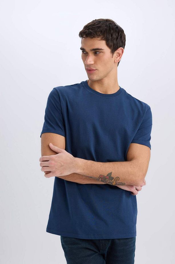 %100 Pamuk New Regular Fit Bisiklet Yaka Basic Düz Kısa Kollu Tişört V7699AZ24SP - 3