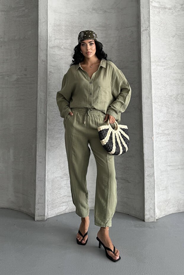 Coastal Muse Müslin Kumaş Oversize İkili Takım - 3