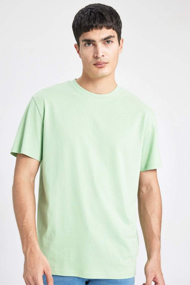 New Regular Fit Crew Neck Basic Plain 100% Cotton Short Sleeve T-Shirt V7699Az24Sp