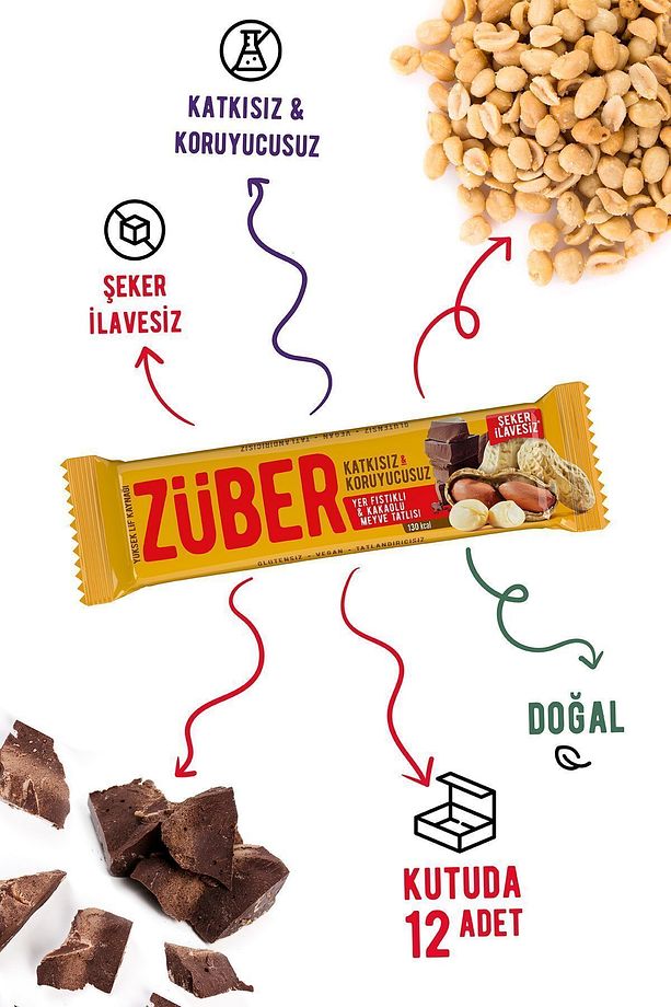 Yer Fıstıklı Ve Kakaolu Meyve Bar 40g X 12 Adet - 6