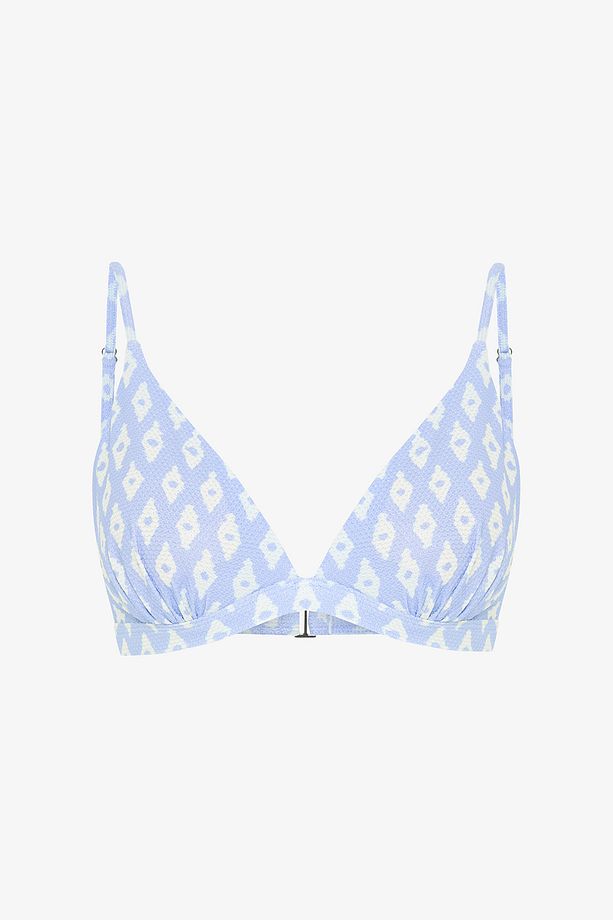 Geometrik Desenli Parlak Üçgen Bikini Üstü - 5