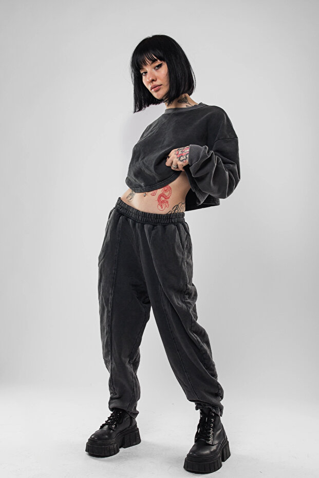 Set de trening pentru femei Basic Washed Black Stitching - 3