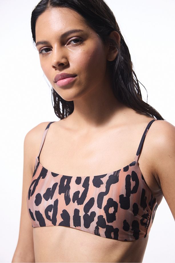 Clove Minimal Kesim Leopar Desenli Bikini Üstü - 1