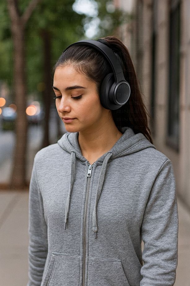 Kablosuz Kulaklık Bluetooth Mikrofonlu Kulaküstü Kulaklık Katlanabilir Siyah Android İos Uyumlu - 4