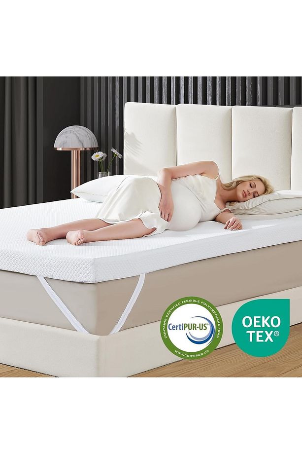 Luxury Smart Kuştüyü Sünger 7cm Kalınlığında Uyku Pedi,yatak Koruyucusu 2 Adet Yastık Kılıfı Hediye - 1