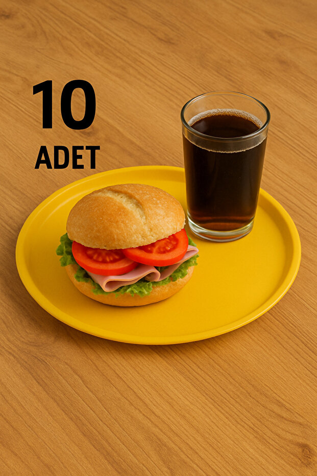 10 Adet Yuvarlak Servis Tepsisi Sarı - 38 Cm - 1