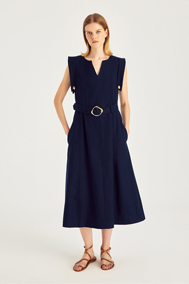 1733 Elbise Lacivert - 1