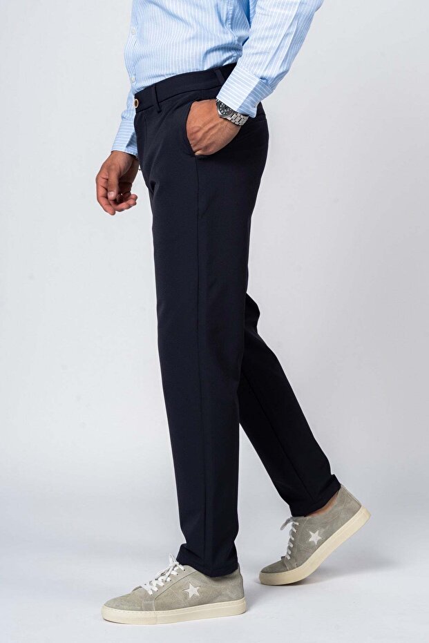 بنطلون تقني من مزيج مطاطي - أزرق داكن - 1