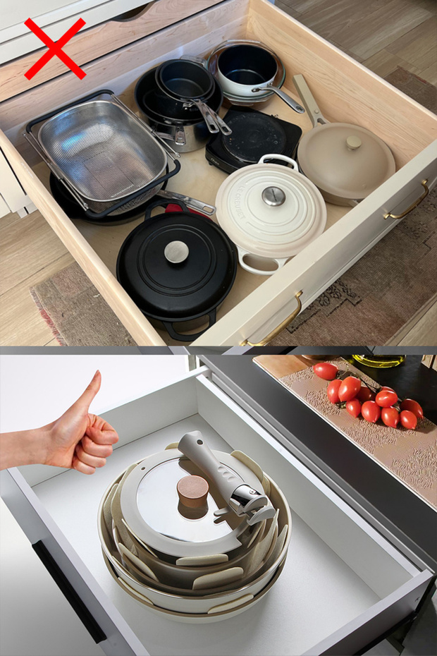 Midas Beige 11 Piece Nested Pot and Pan Set with Detachable Handles D-Neomds11I - 7