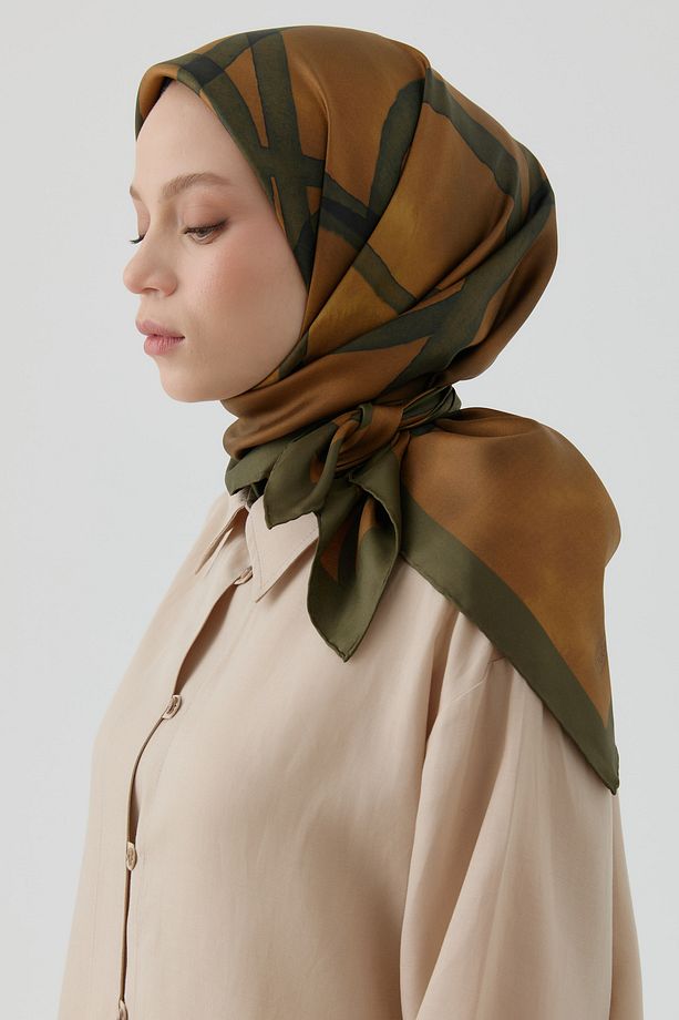 İnhina Twill İpek Eşarp - Bronz - 1