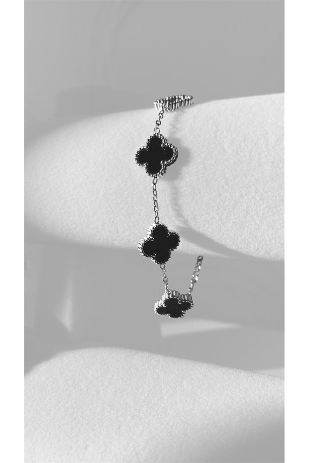 Stainless Steel Black Clover Bracelet