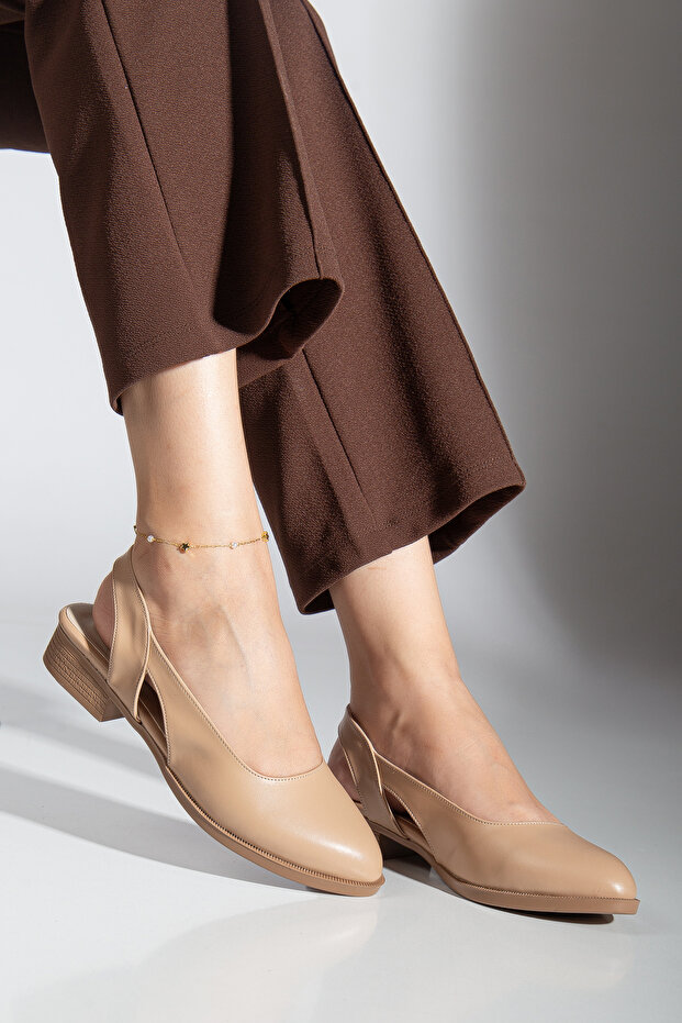 Pore Cilt Kısa Topuk Ayakkabı Ten - 4