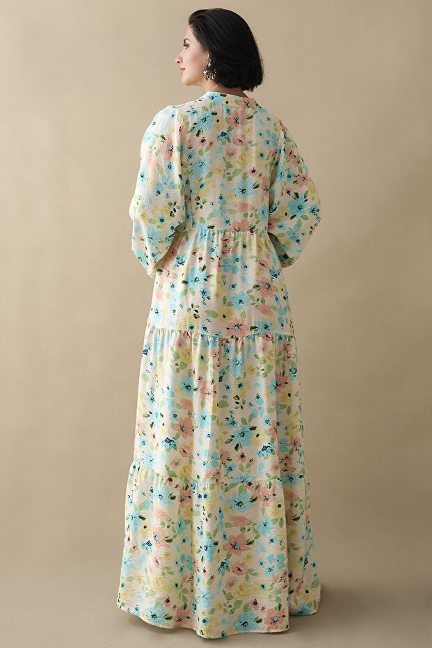 Sardunya Turkuaz Mango Elbise - 5