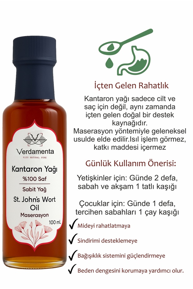 Sarı Kantaron Yağı Kantoron Yağı Içilebilir 100 Ml. Cam Şişe Yeni Mahsül - 5