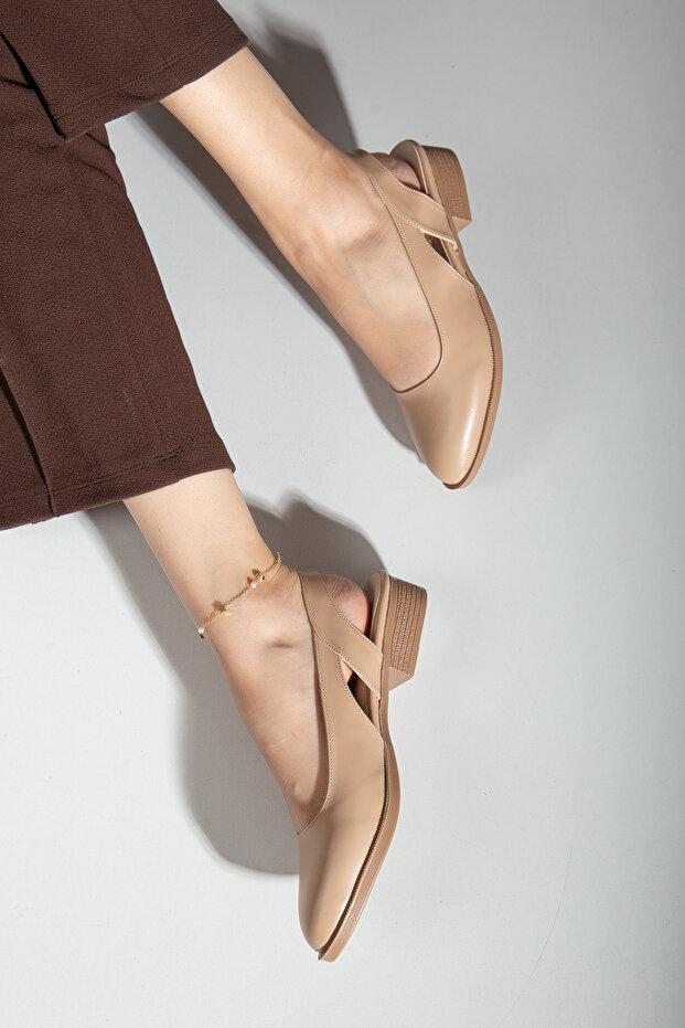 Pore Cilt Kısa Topuk Ayakkabı Ten - 1