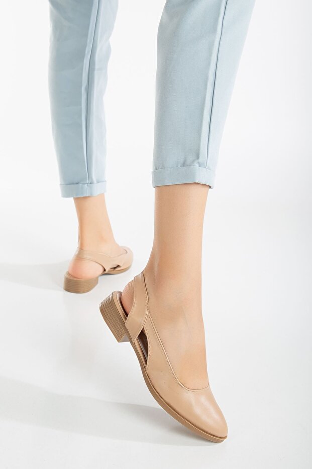 Pore Cilt Kısa Topuk Ayakkabı Ten - 6