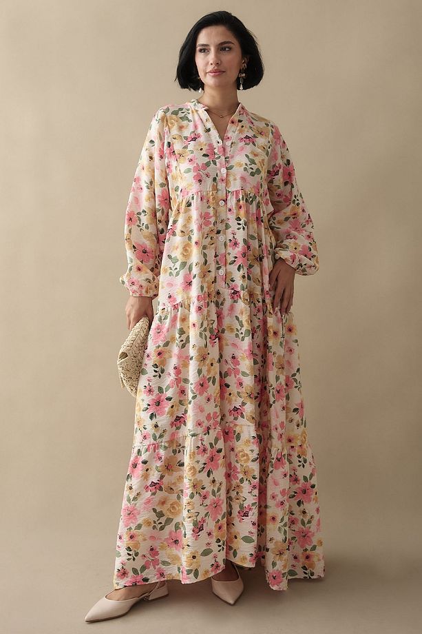 Sardunya Pembe Mango Elbise - 4