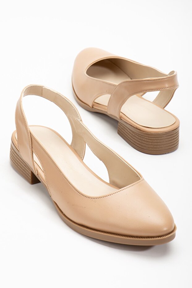 Pore Cilt Kısa Topuk Ayakkabı Ten - 9