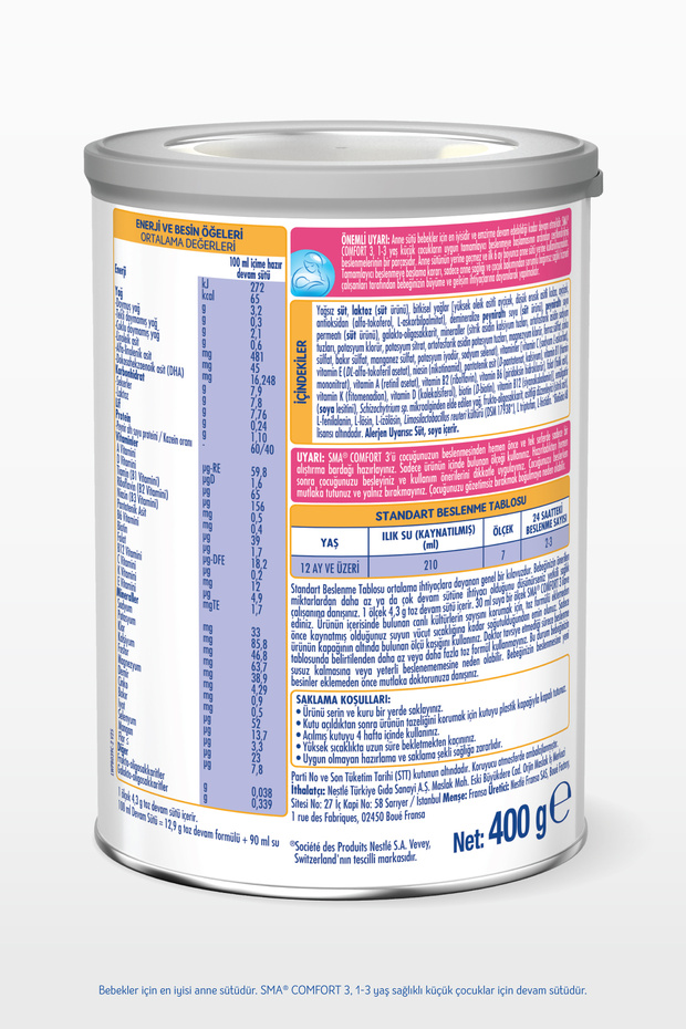 3 Devam Sütü Comfort 400 gr X 3 Adet - 8
