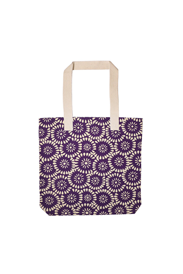 Eco-Friendly - Canvas Shoulder Bag - Purple Floral Pattern - Wolo Textile