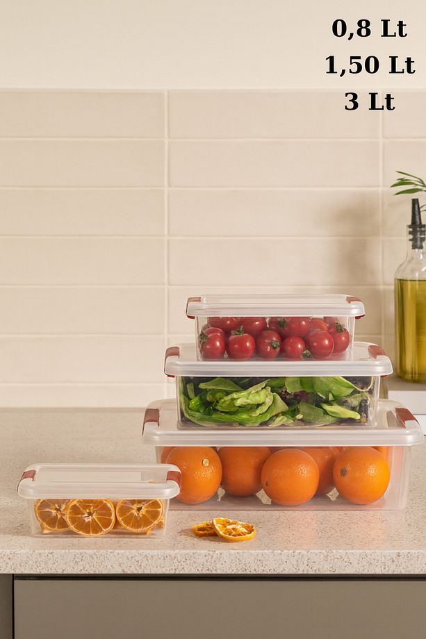 Fresh & Clink Saklama Kabı Set (3'LÜ) 0,80 Lt. x 1,50 Lt. x 3,00 Lt  Org-465 - 1