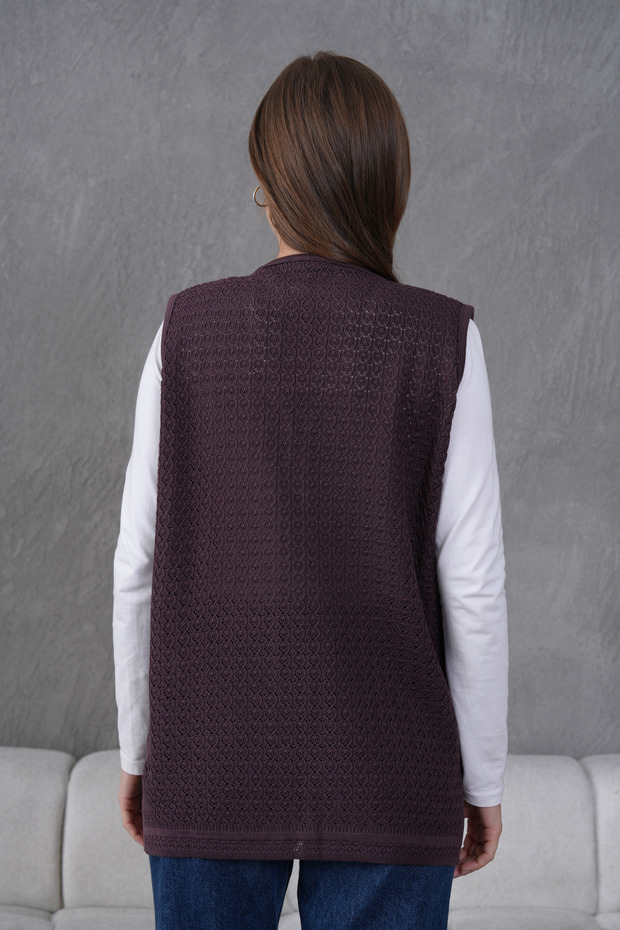 Triko Ajurlu Merserize Yelek - 8