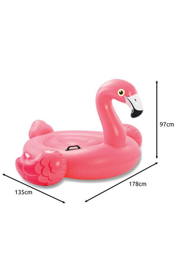Şişme Pembe Flamingo Deniz Yatağı – 178X135X97 cm | Tutma Kulplu Dev Havuz Oyuncağı - 2