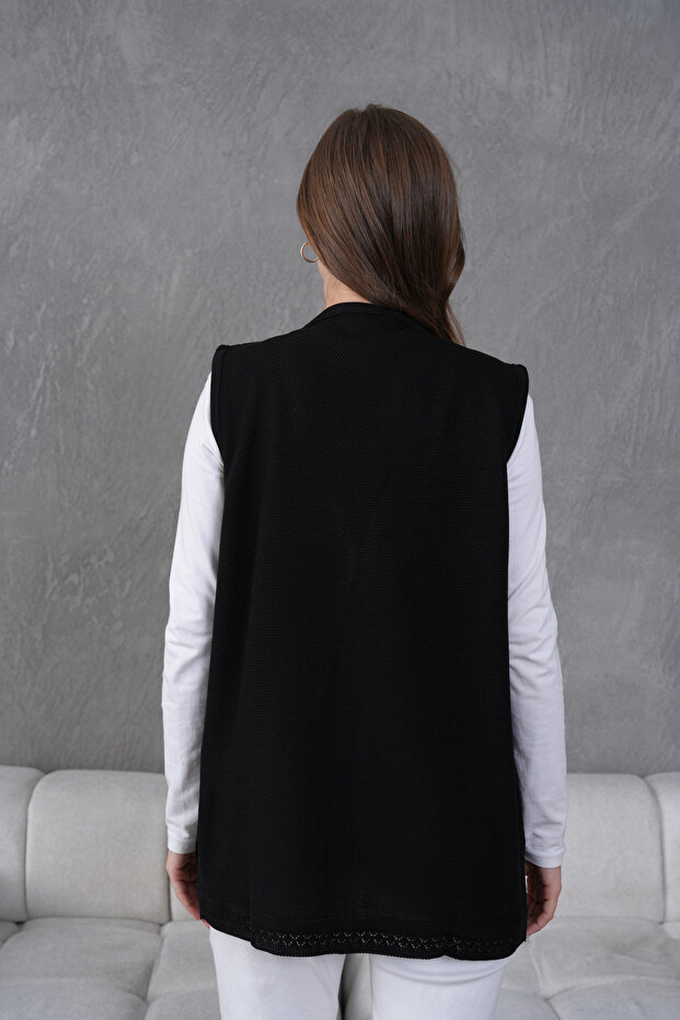 Triko Ajurlu Merserize Yelek - 3