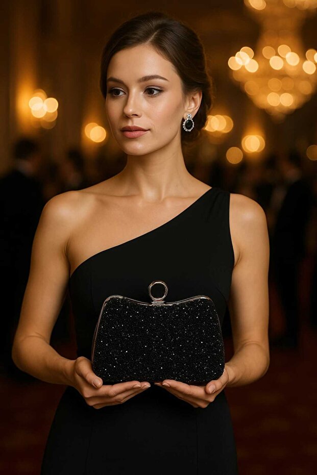 Stone Finger Interlocking Evening Dress Women's Handbag