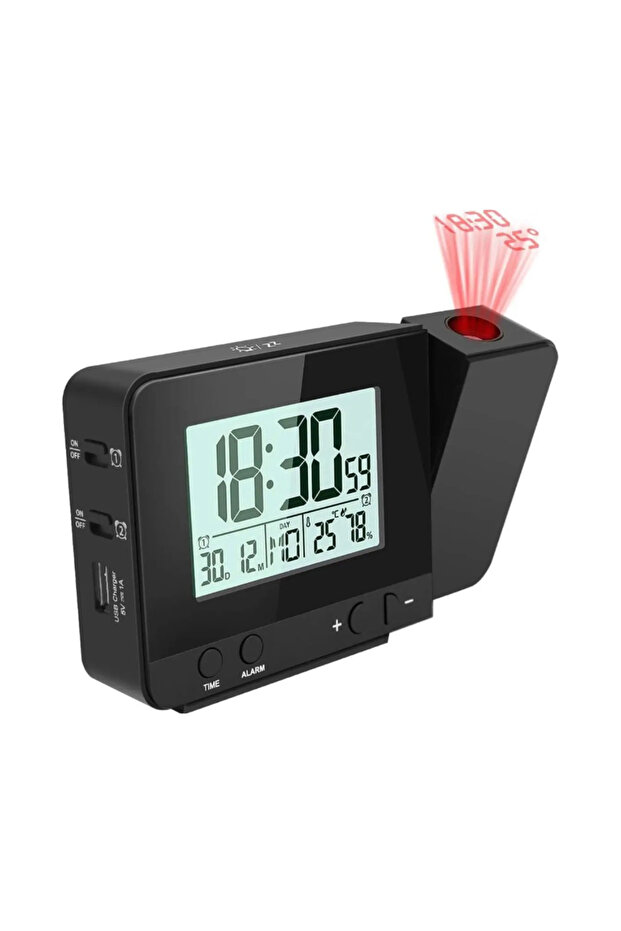 Electronic clock with projection, Temperature display, Humidity display, Snooze alarm, 180 rotation - 1