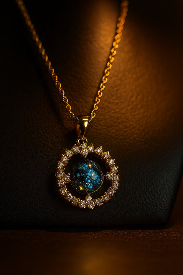 World Steel Necklace / Space Earth Planet Themed