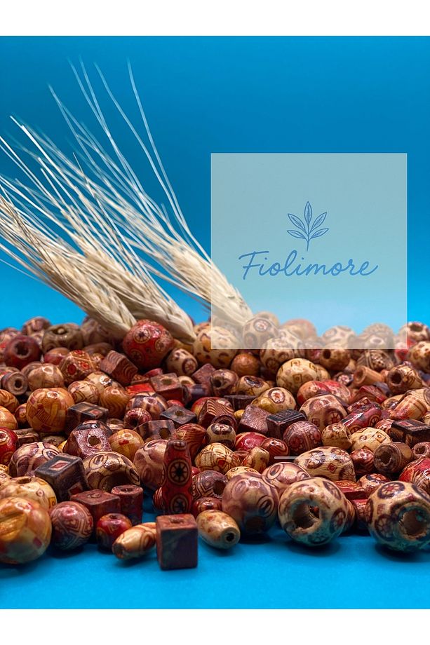 Ahşap Boncuk (50 Gram 70-80 Adet) Farklı Desen-Farklı Ölçü-Karışık-Tahta-Aksesuar-Renkli-Çeşit - 4