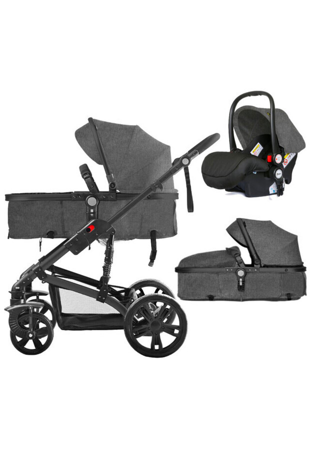 Teknum 3In1 Pram Stroller + Infant Car Seat Bundle-Space Grey