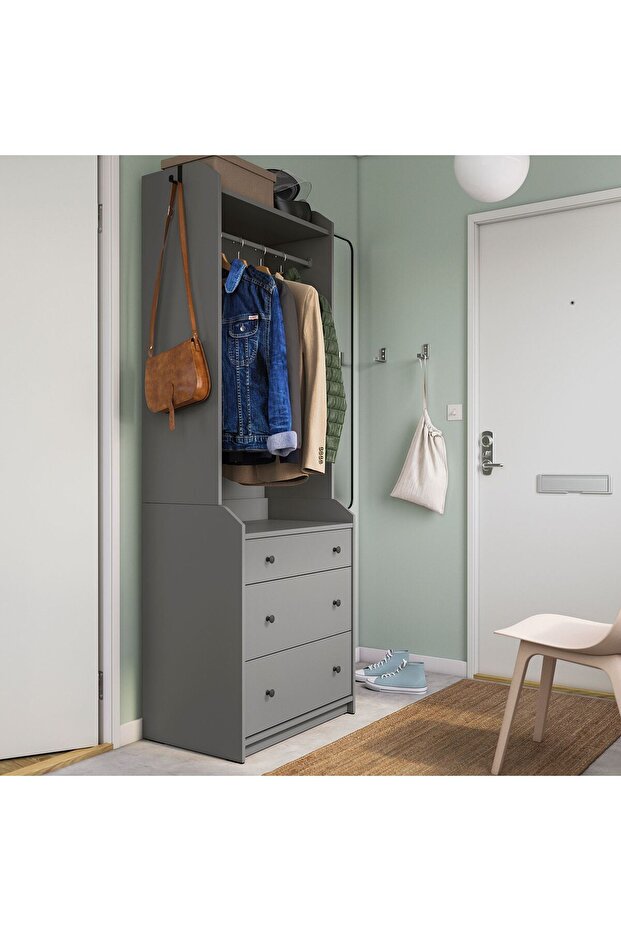 açık dolap, gri, 70x199 cm - 5