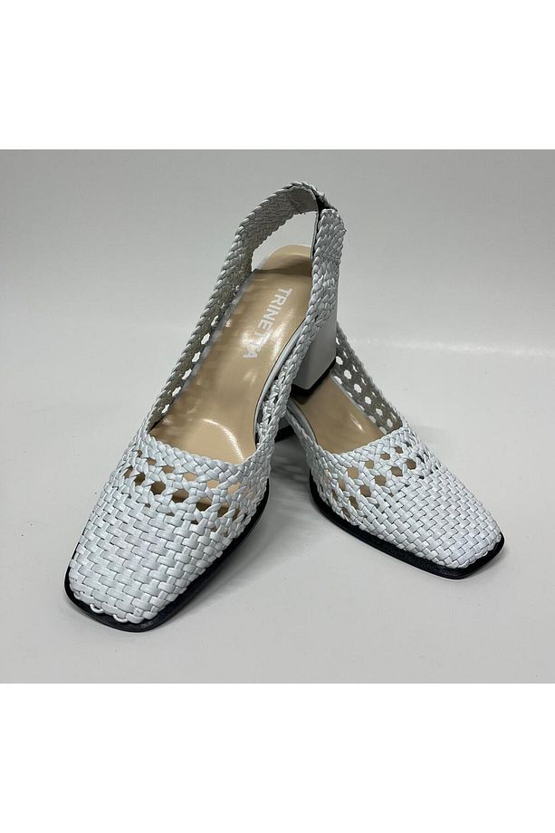 Örgü kalın topuklu stiletto ayakkabı - 3