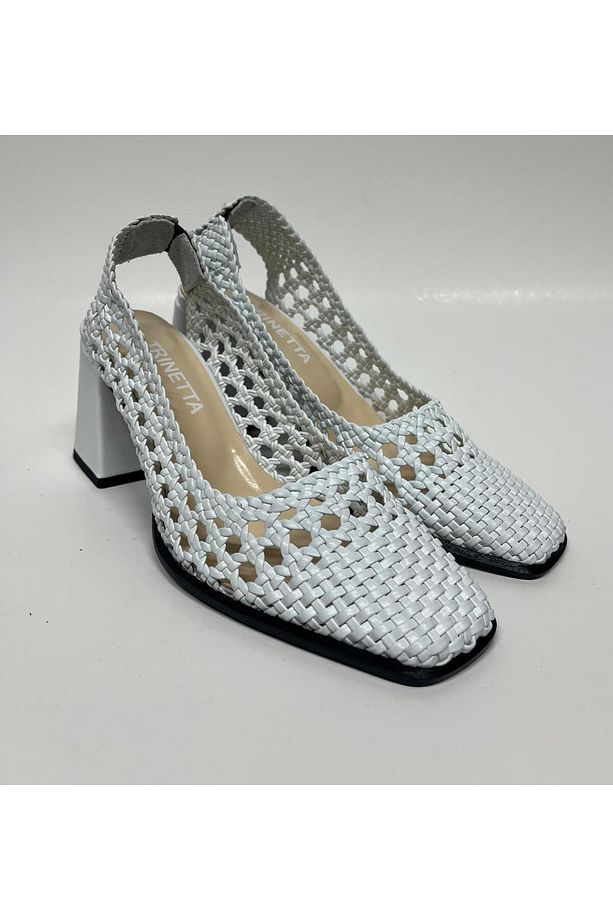 Örgü kalın topuklu stiletto ayakkabı - 4