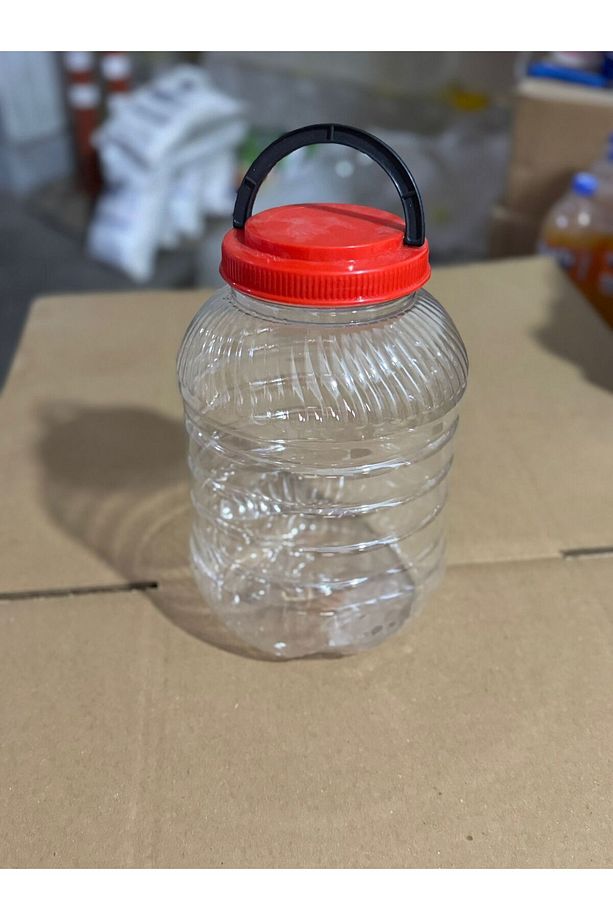 Bidon 5 Litre Peynir Turşu Zeytin Salça Saklama kavanozu 9 Adet Kırmızı kulplu kapaklı - 3
