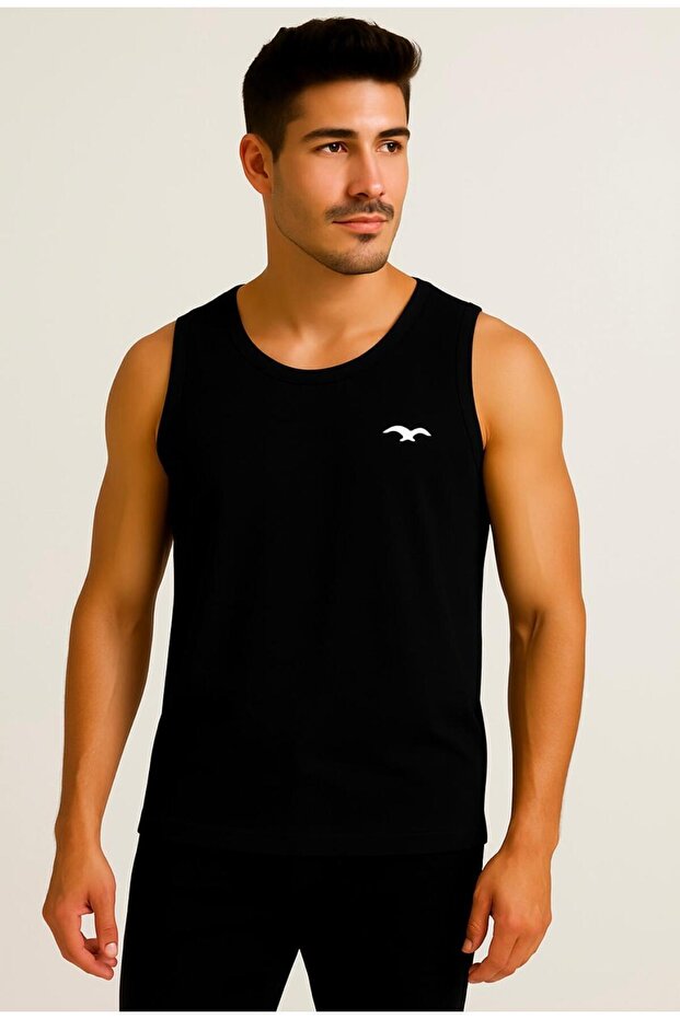 Men's Black Strappy Athlete T-Shirt-D235