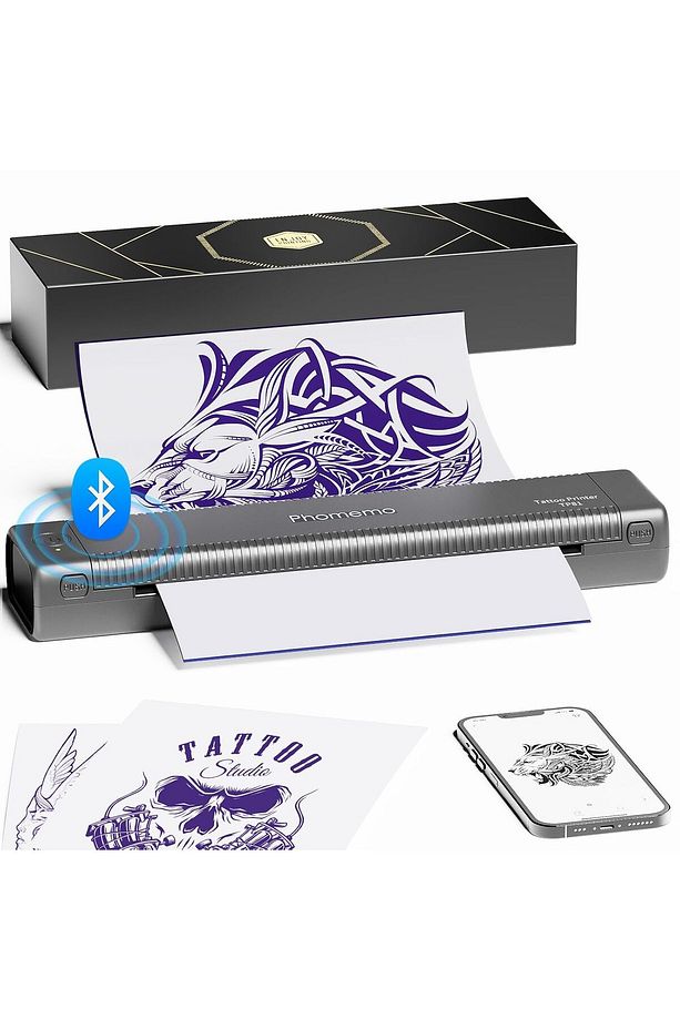 TP81 Taşınabilir Profesyonel Dövme Şablonu Tattoo Yazıcısı + 10 Adet Dövme Kağıdı - 1