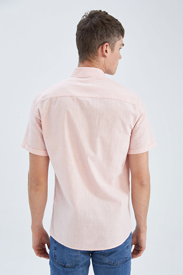 Slim Fit Basic Kısa Kollu Gömlek - 5